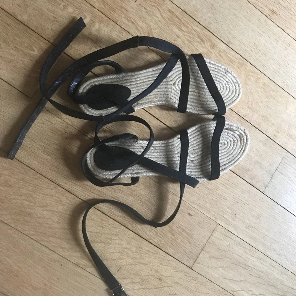 Tibi Melia Strappy Black Espadrille Flat Sandals Size 8.5 New w/o Tags